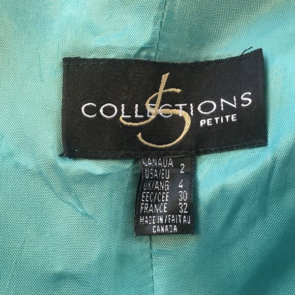 JS Collections Petite Size 2 Green Dress Fittted Floral Flower Spaghetti Strap - Picture 14 of 15